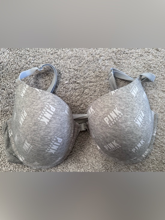 Victoria's Secret Other - Victoria's Secret Pink Logo Push Up Wear Everywhere Bra Gray 38DD